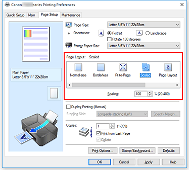 Canon PIXMA Manuals TS200 Series Scaled Printing